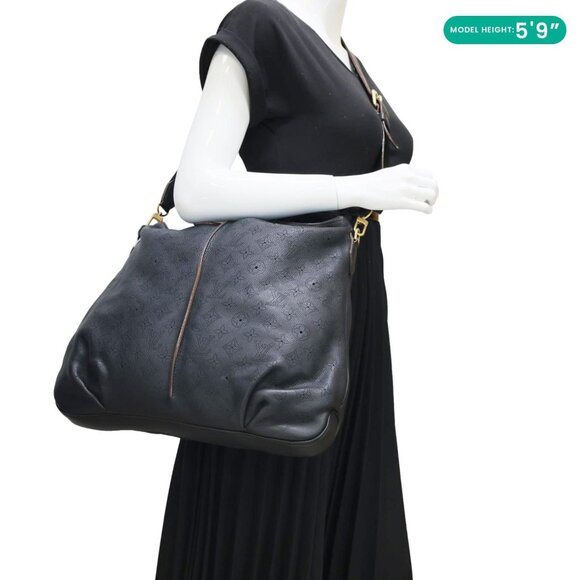 Louis Vuitton  Selene MM Mahina Leather Tote Shoulder Bag Black - Picture 2 of 16
